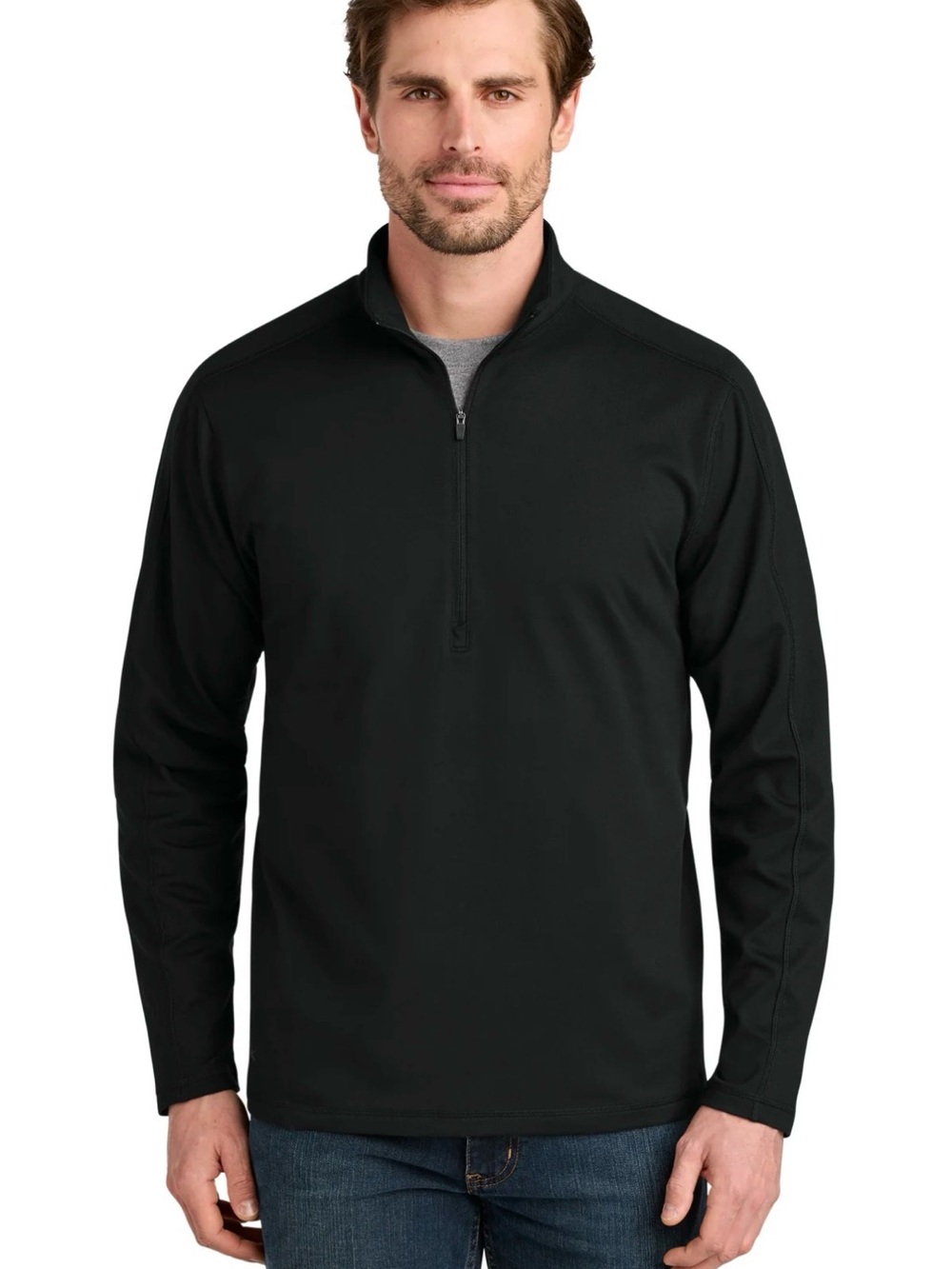 Eddie Bauer Black Lightweight Quarter-Zip Shirt Jacket